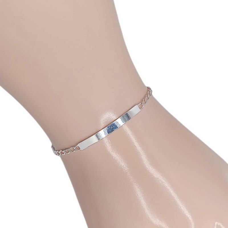 PULSERA CUBANA CON PLACA 5.5&quot;  2.5 MM, PLATA .925