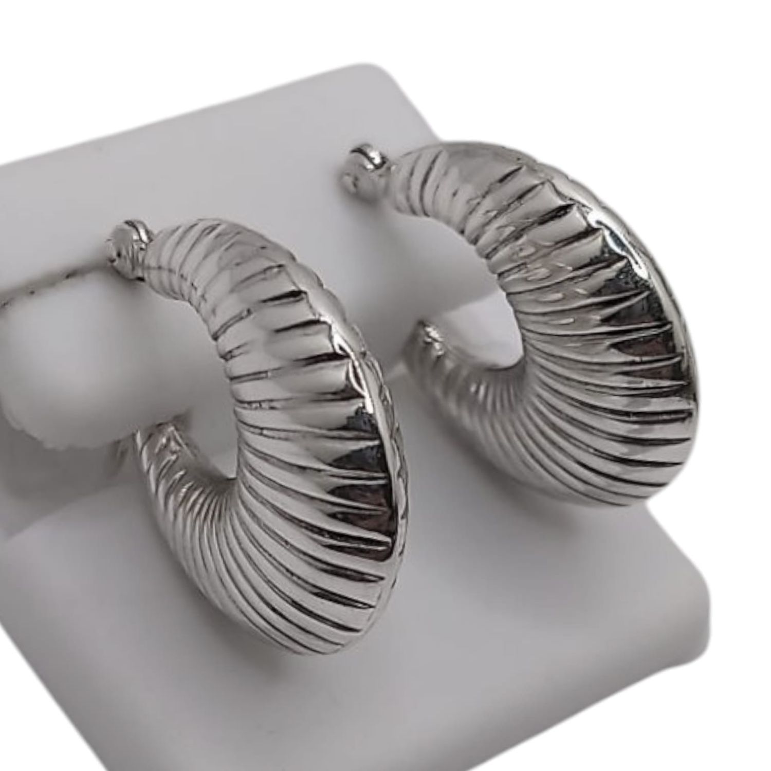 ARRACADA FANCY HUECA 2.5 CM, PLATA .925