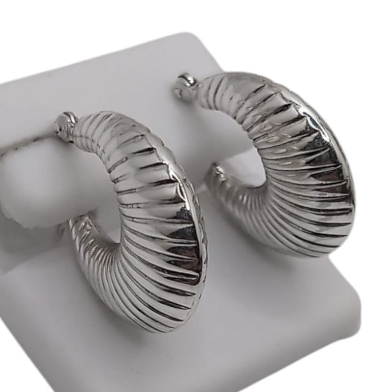 ARRACADA FANCY HUECA 2.5 CM, PLATA .925
