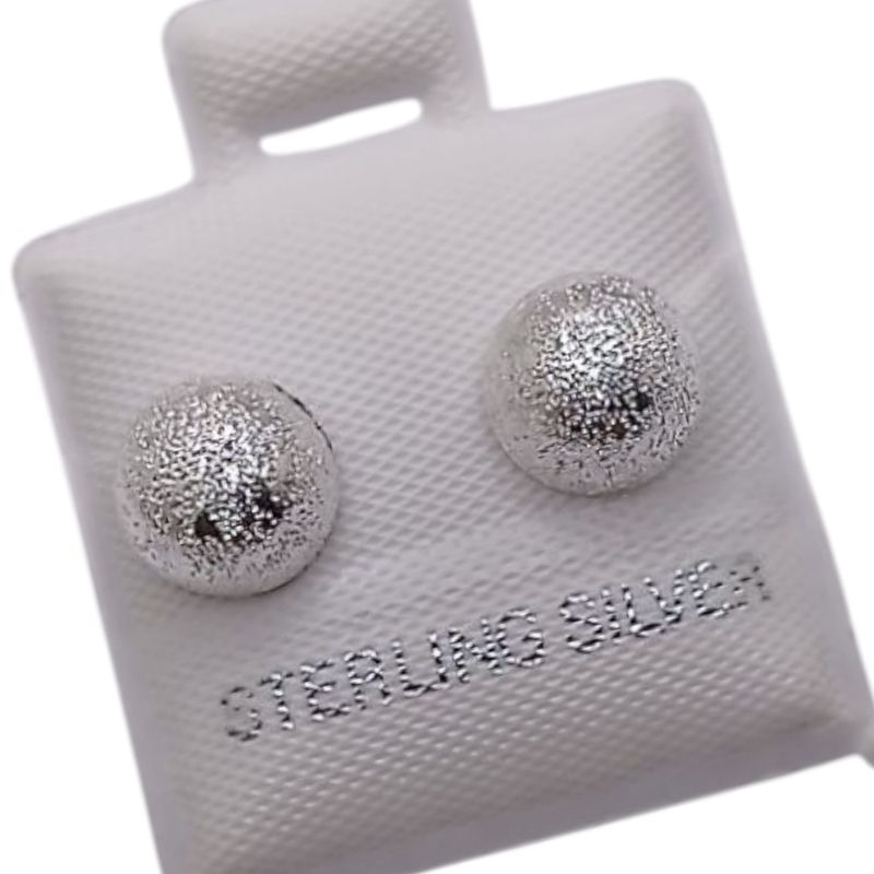 BROQUEL MEDIA ESFERA SATINADA, BROCHE MARIPOSA PLATA .925