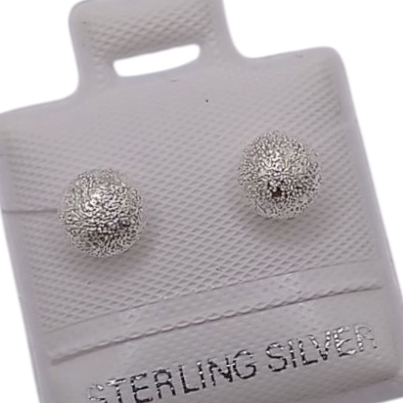 BROQUEL MEDIA ESFERA SATINADA, BROCHE MARIPOSA, PLATA .925