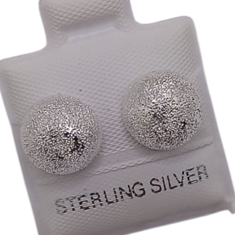 BROQUEL MEDIA ESFERA SATINADA, BROCHE BOLITA, PLATA .925