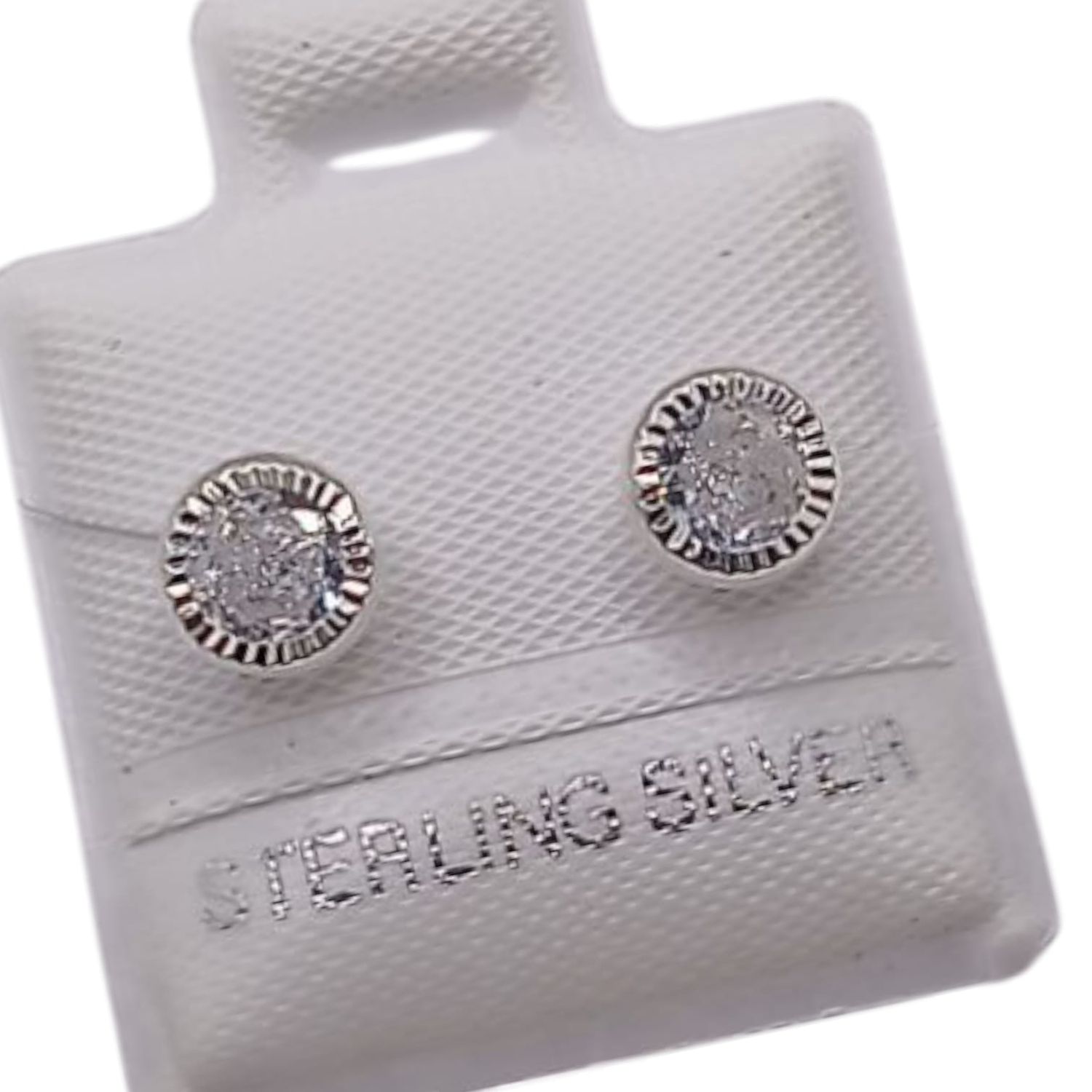 BROQUEL REDONDO BISEL CON CZ BCA, BROCHE MARIPOSA, PLATA .925