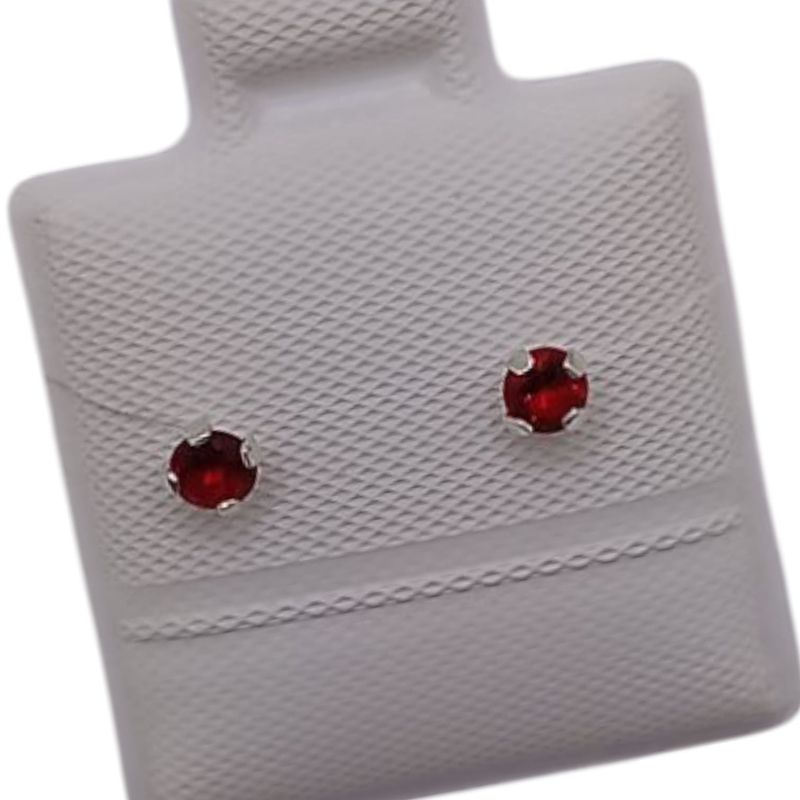 BROQUEL RECTO 2.5MM CZ ROJA BROCHE BOLITA, PLATA .925