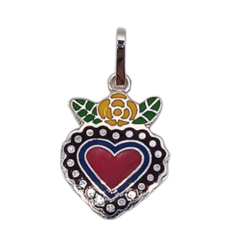 DIJE CORAZON ESMALTADO 2CM PLATA .925