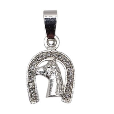 DIJE HERRADURA CABALLO MICROPAVE 2 CM PLATA .925