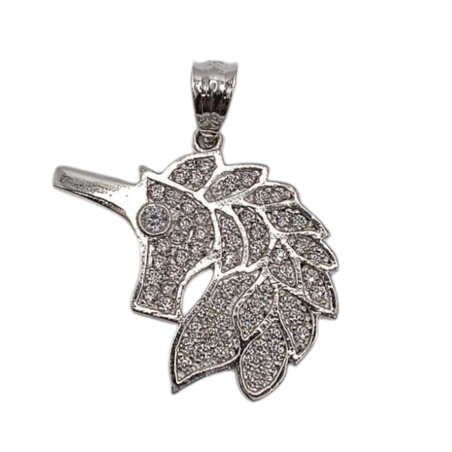 DIJE UNICORNIO CON MINI CZ . 2.5 CM PLATA .925