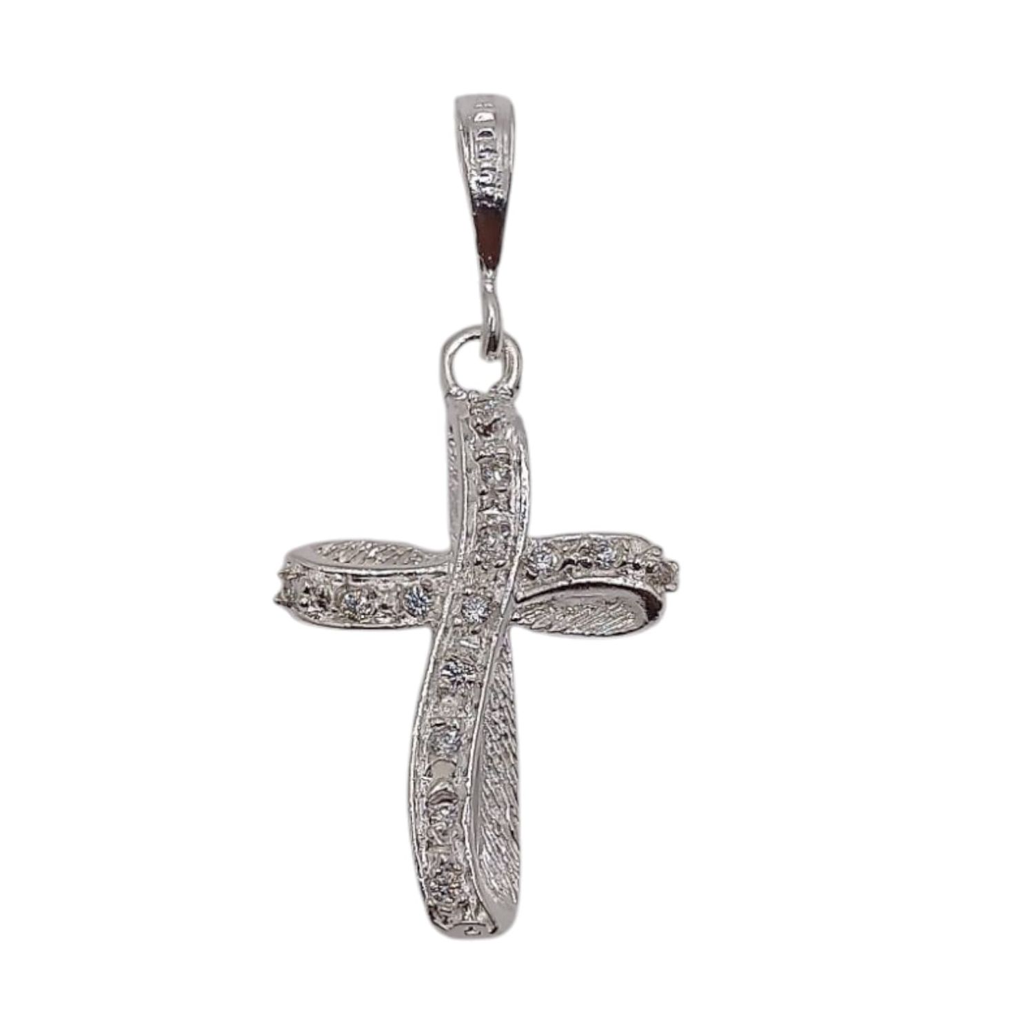 DIJE CRUZ FANCY MICROPAVE 3.5 X 2 CM  PLATA .925
