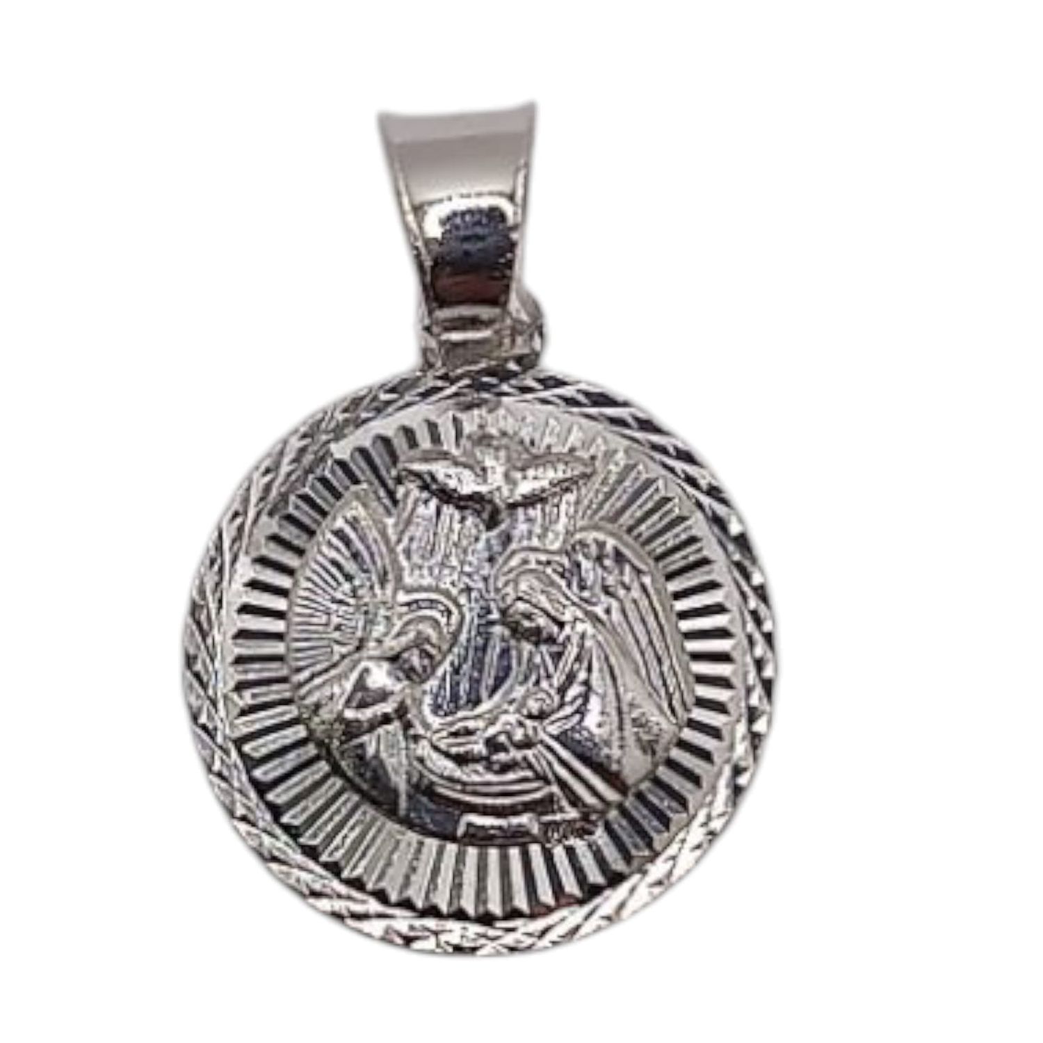 MEDALLA DIAMANTADA DE BAUTIZO. 1.2 CM PLATA .925