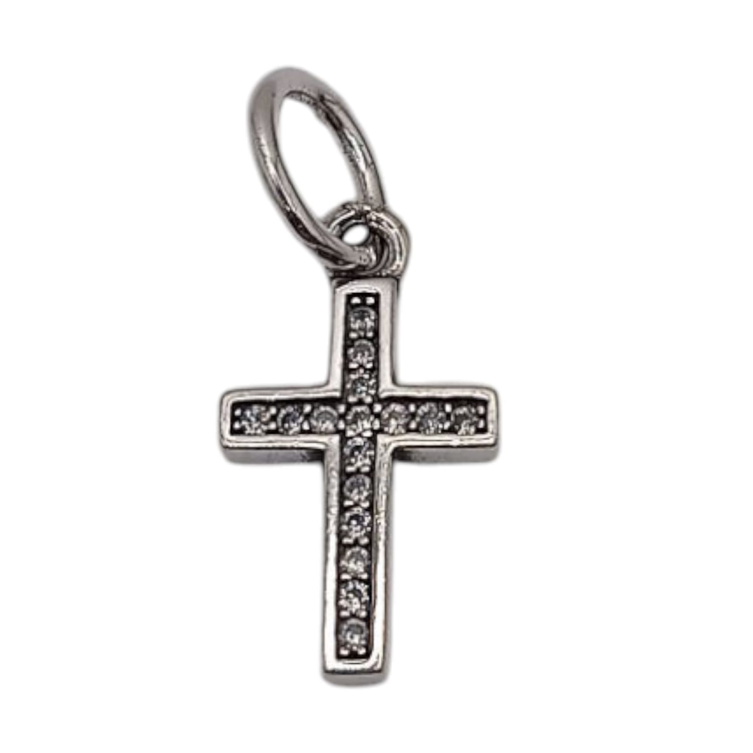 DIJE CRUZ 2 CM CON CZ  PLATA .925
