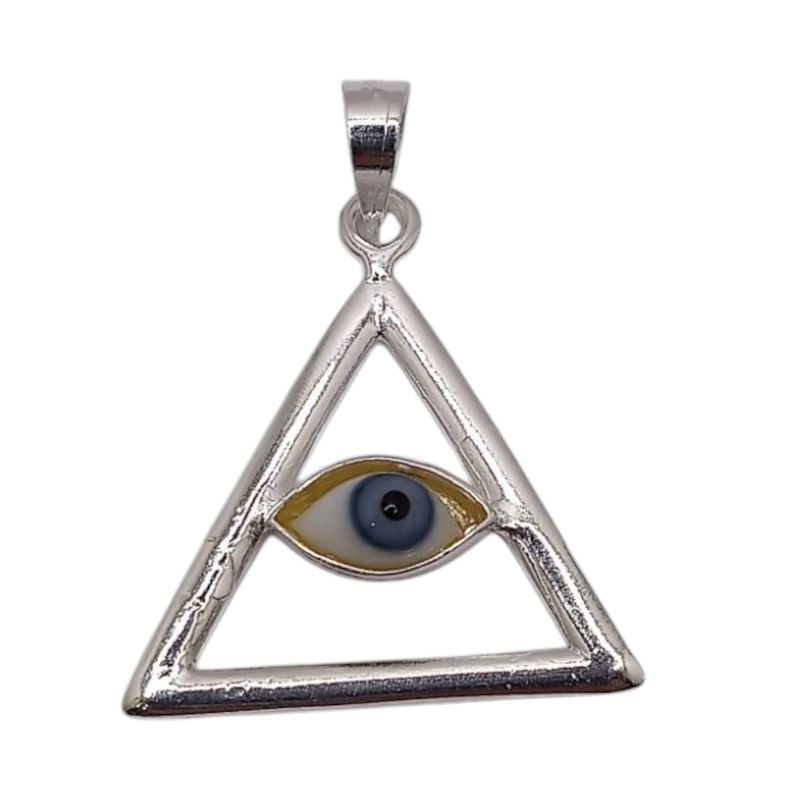 DIJE TERCER OJO AZUL  3.5 CM  PLATA .925