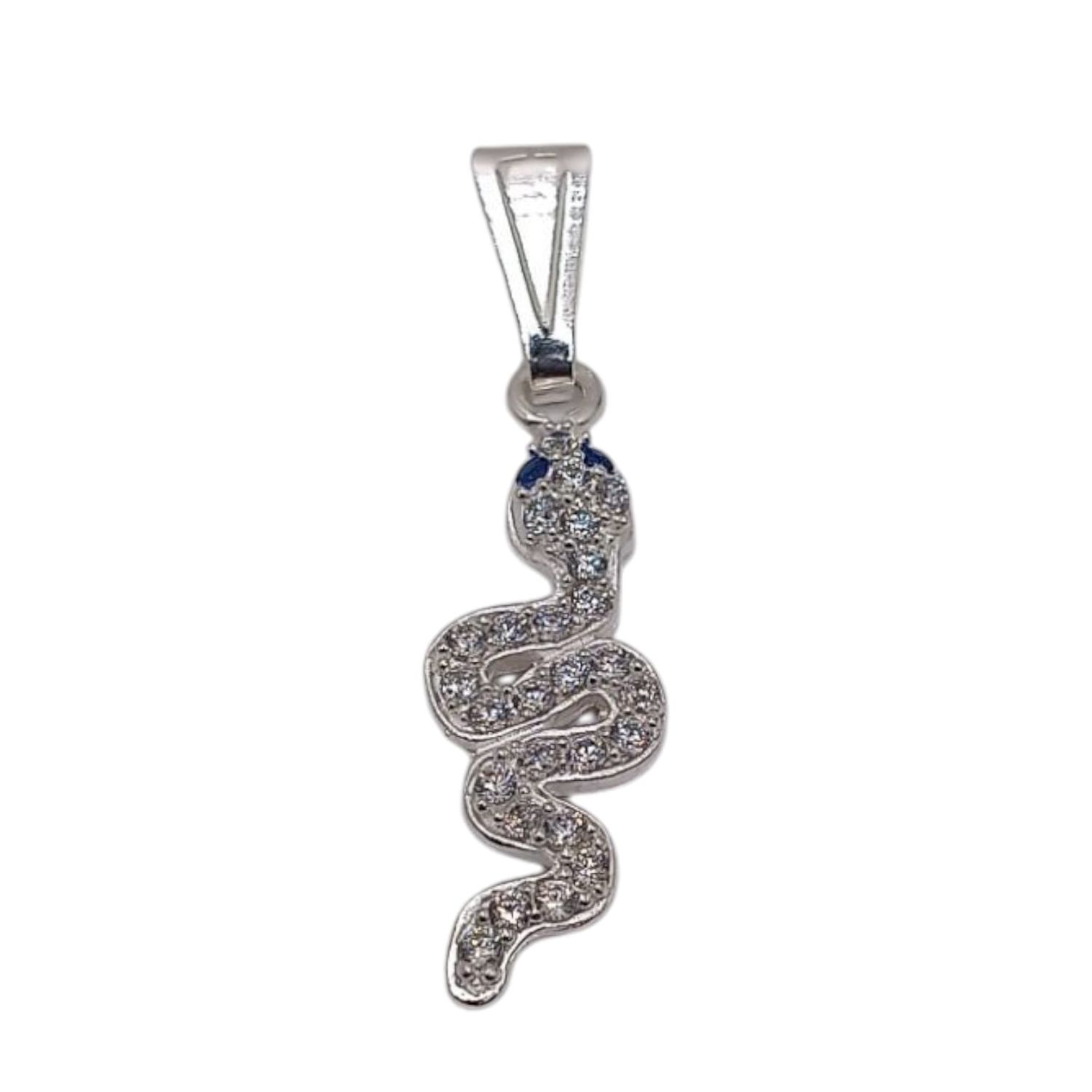 DIJE OJO DE VIBORA AZUL NAVY  3 CM  PLATA .925