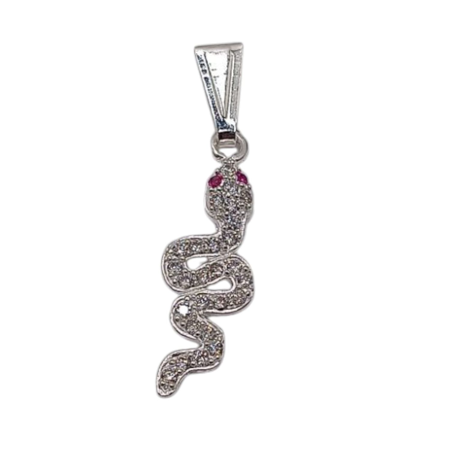DIJE VIBORA OJO ROJO  3 CM    PLATA .925