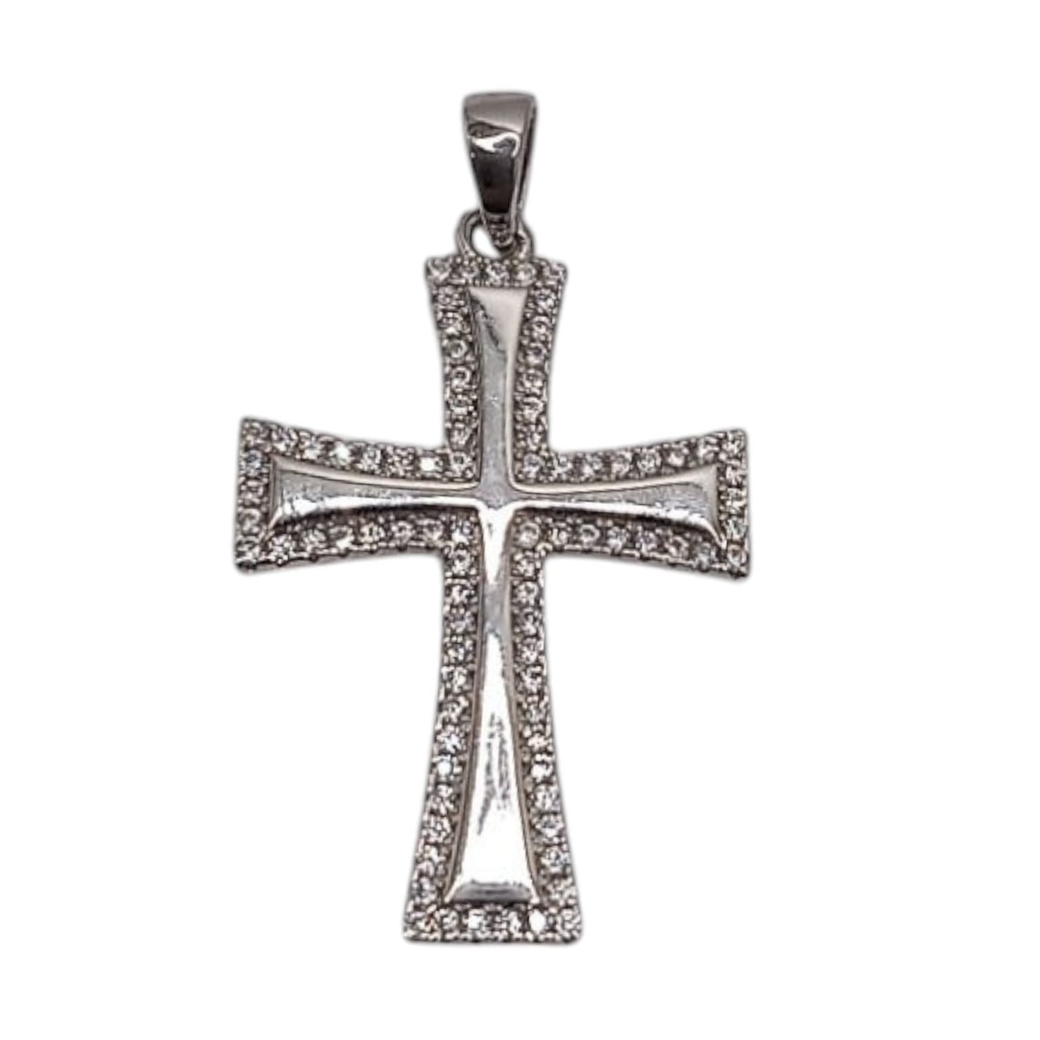 DIJE CRUZ CON MINI CZ 3 CM PLATA .925
