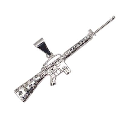 DIJE RIFLE CON CZ BLANCA 7 CM ANCHO PLATA .925