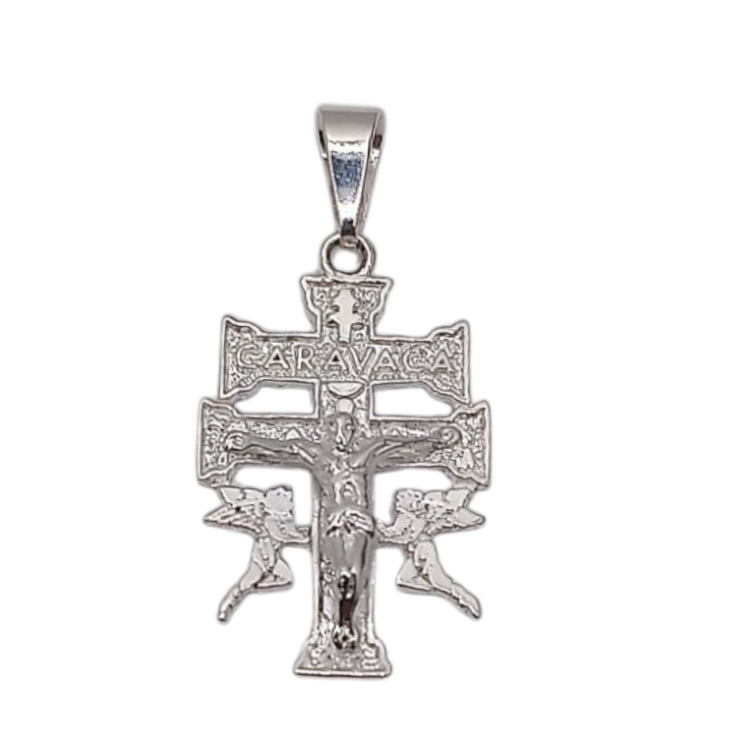 DIJE PLATA CRUZ CARAVACA 3CM PLATA .925