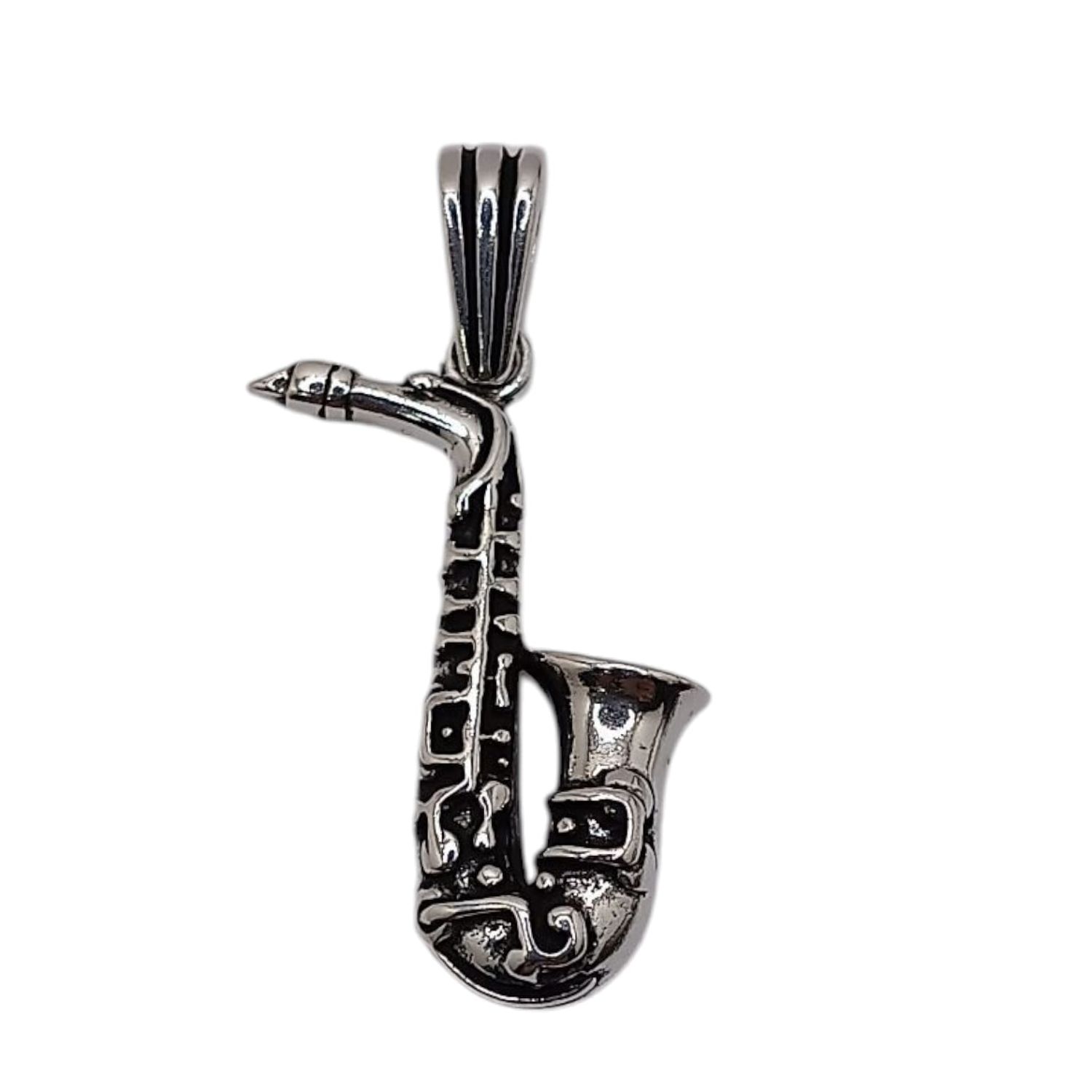 DIJE TROMPETA  4 CM LARGO TOTAL PLATA .925