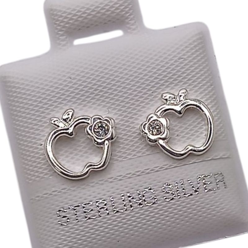 BROQUEL  MANZANITA CON CZ BROCHE MARIPOSA, PLATA .925