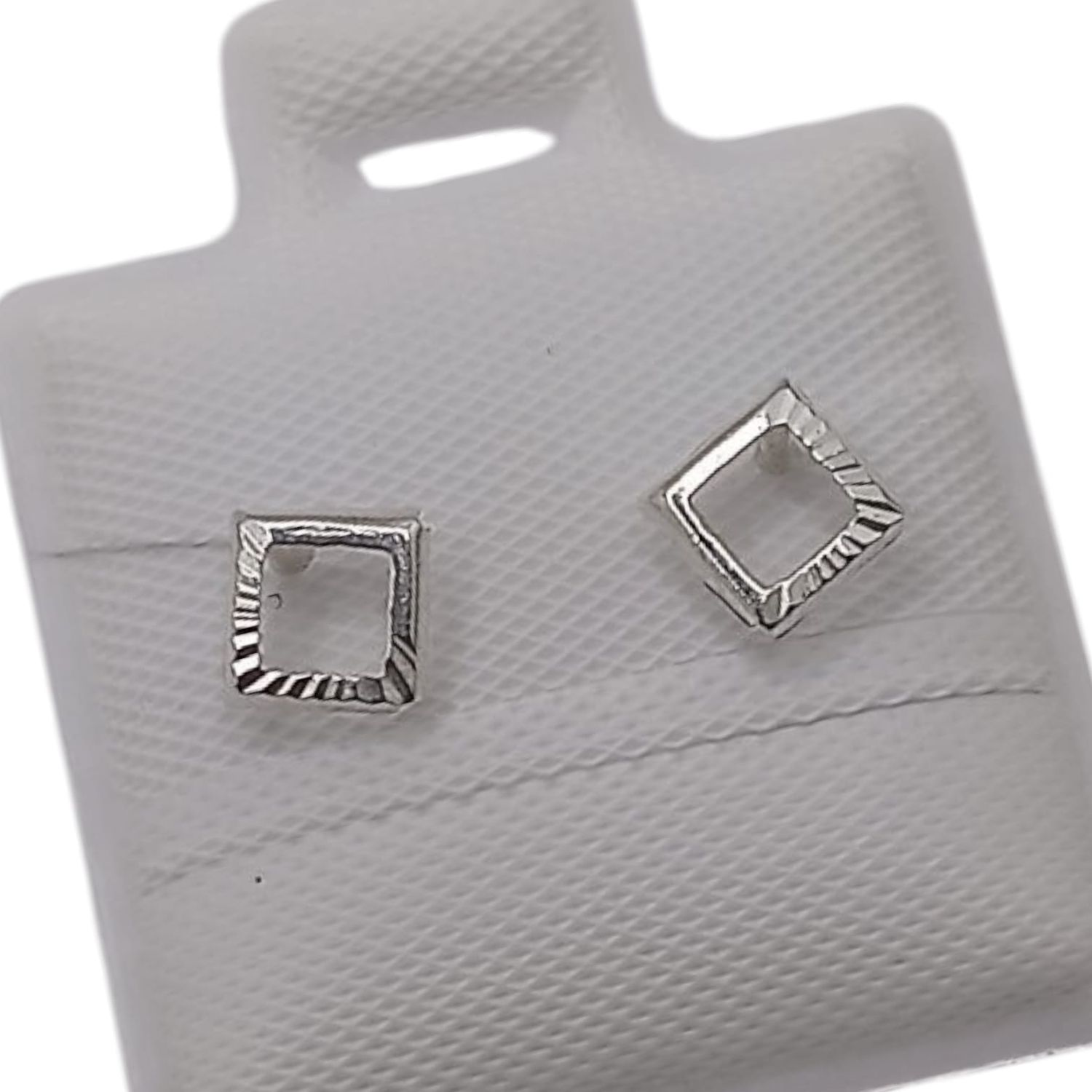 BROQUEL CUADRO DIAMANTADO BROCHE BOLITA PLATA .925