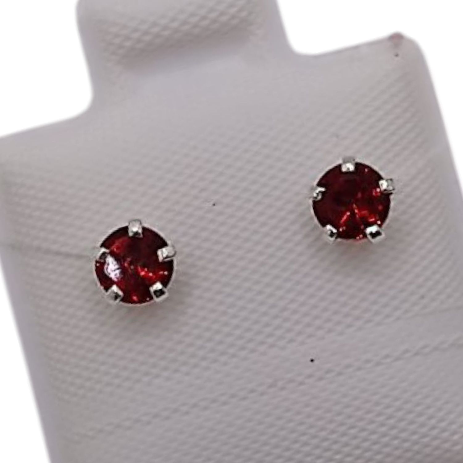 BROQUEL RECTO ROJO 4 MM  PLATA .925