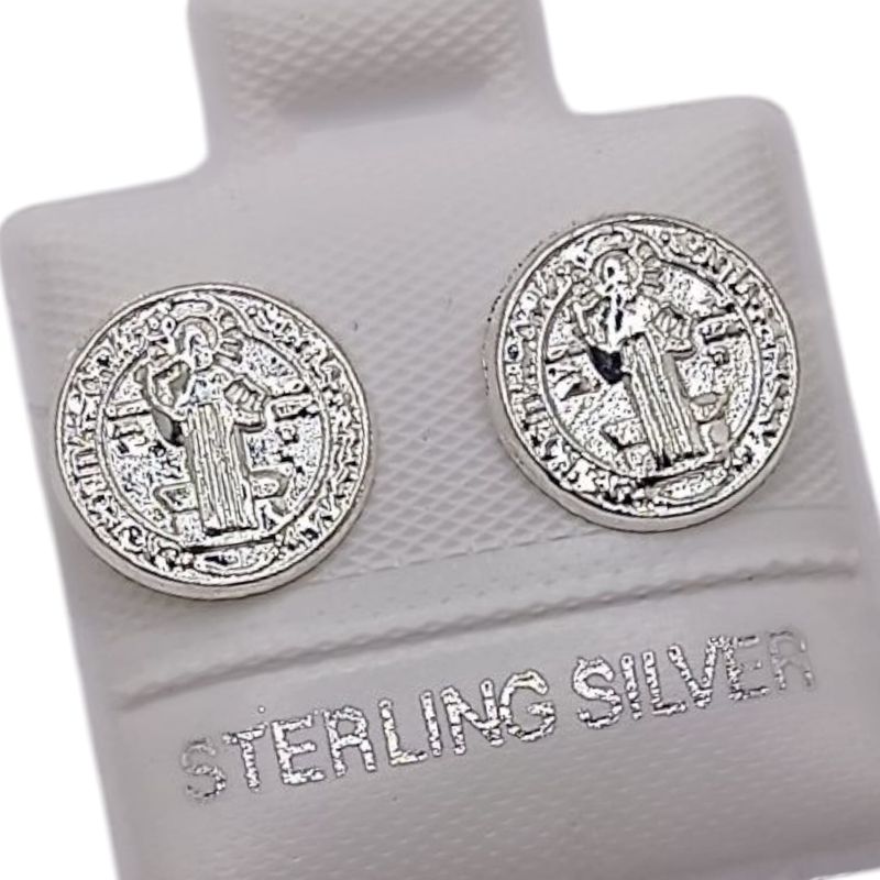 BROQUEL SAN BENITO 1 CM, BROCHE BOLITA , PLATA .925