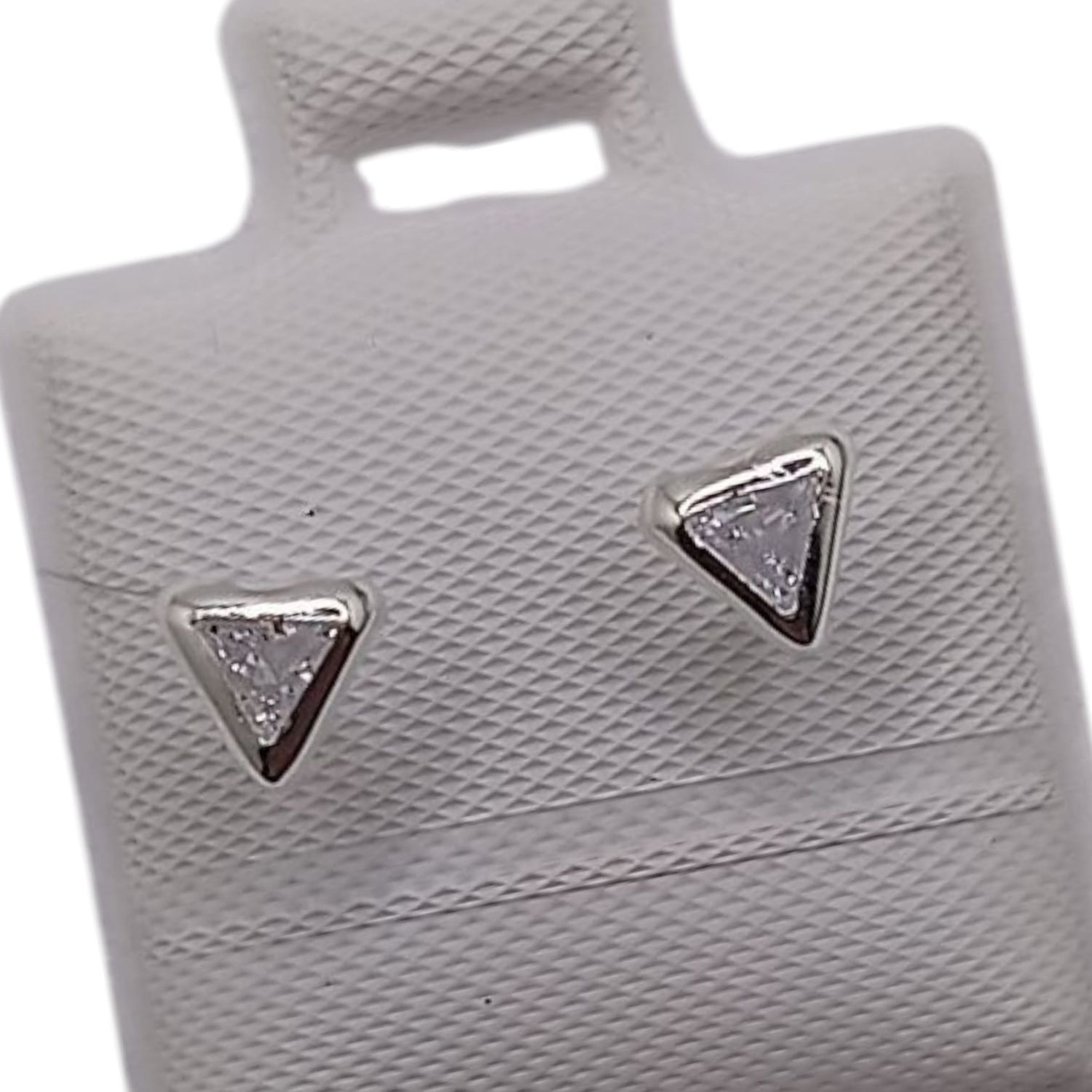 BROQUEL TRIANGULO CZ BLANCA PLATA .925