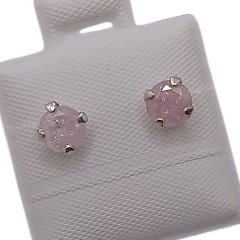 BROQUEL RECTO ICE  4  MM CZ ROSA  PLATA .925
