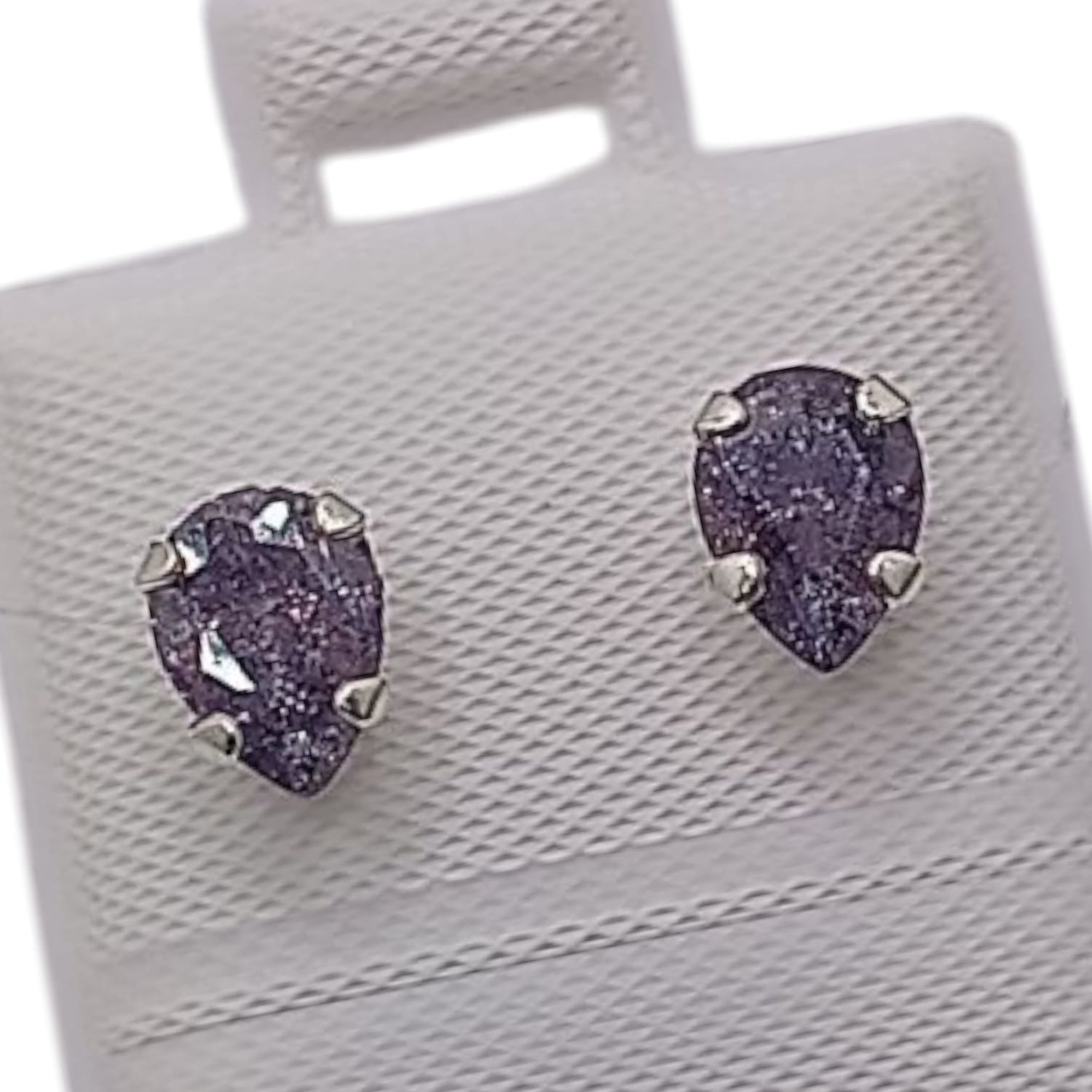 BROQUEL GOTA ICE  5 MM  -MORADO PLATA .925