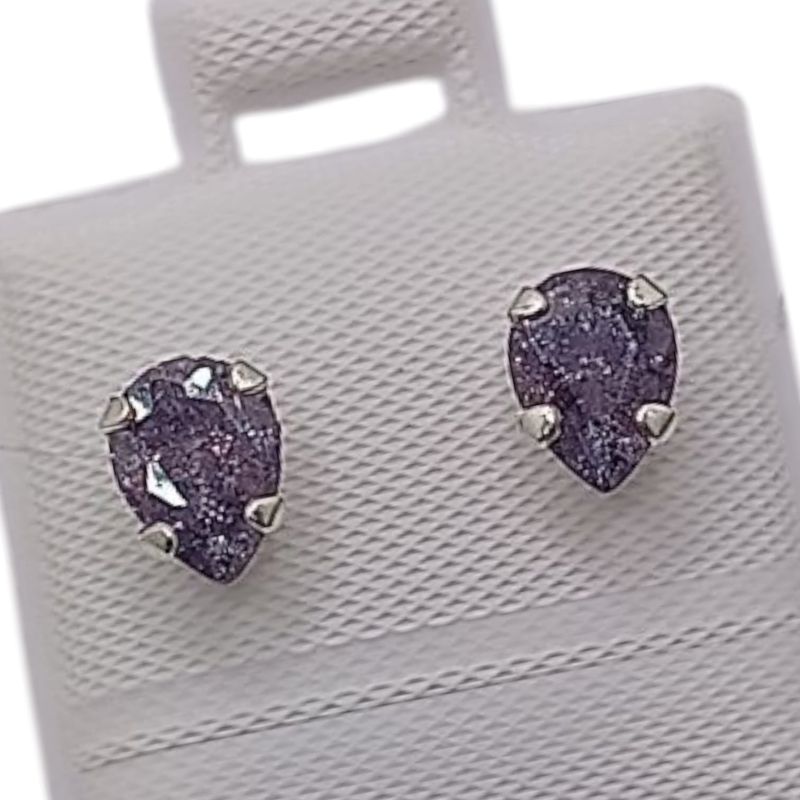 BROQUEL GOTA ICE  5 MM  -MORADO PLATA .925