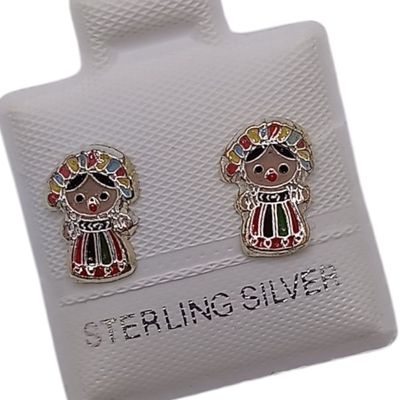 BROQUEL MUÑEQUITA FRI  CHAPA  18K  Y PLATA .925