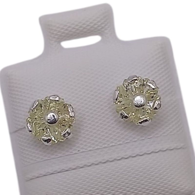 BROQUEL FLOR 6MM CON CZ AMARILLA PLATA .925