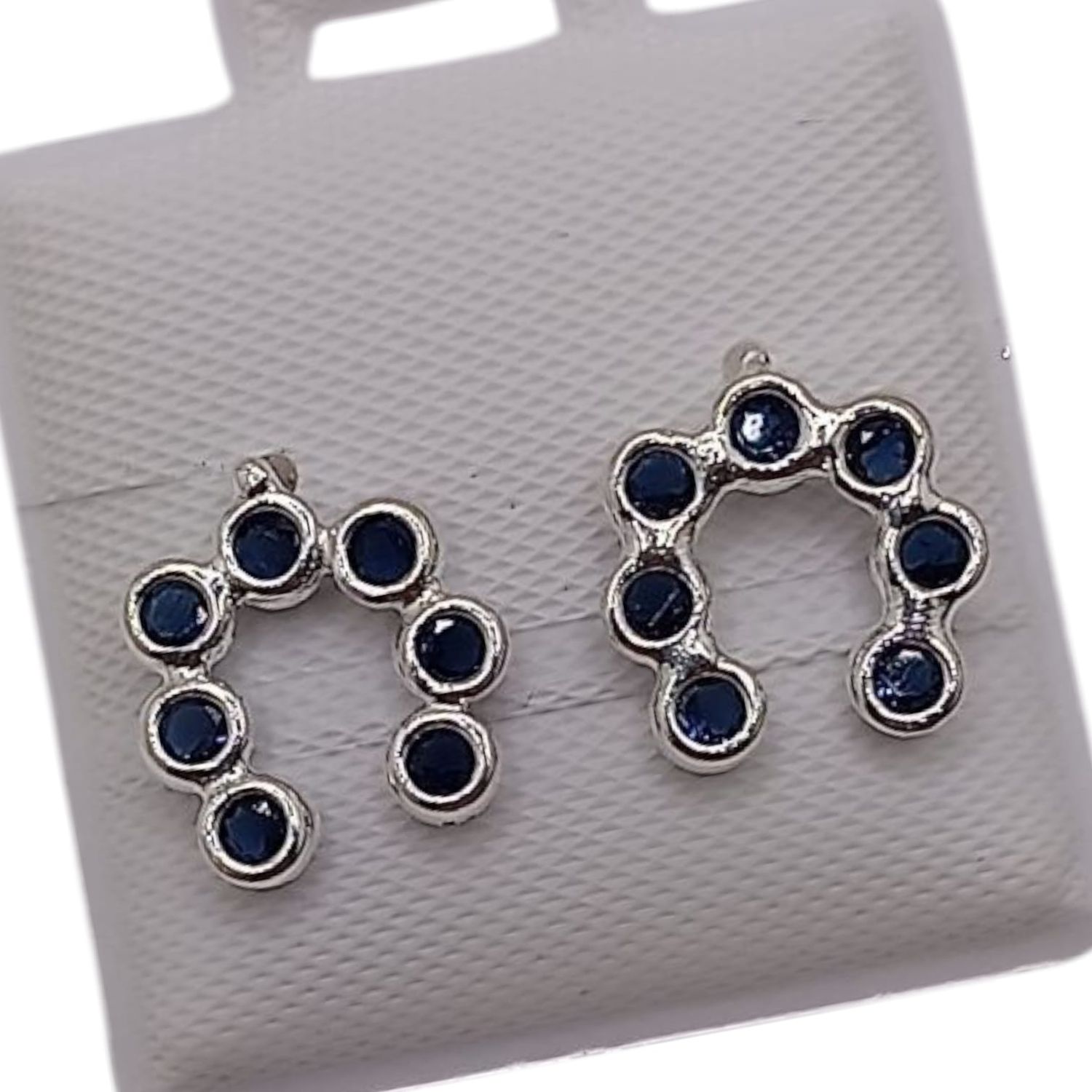 BROQUEL HERRADURA CON CZ AZUL, PLATA .925