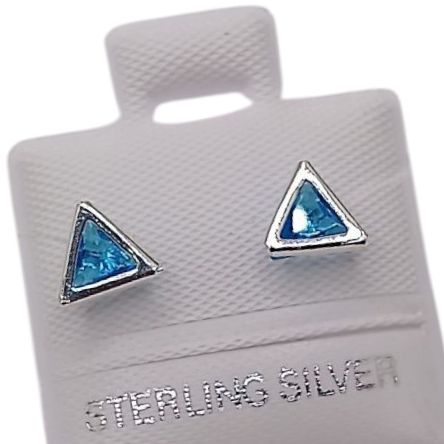 BROQUEL TRIANGULO CZ AZUL PLATA .925