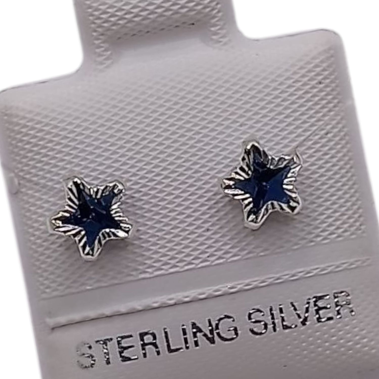 BROQUEL ESTRELLA CZ AZUL MARINO, PLATA .925