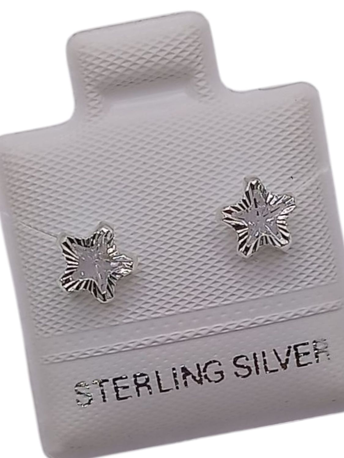 BROQUEL ESTRELLA BISEL DIAMANTADO, CZ BLANCA, PLATA .925