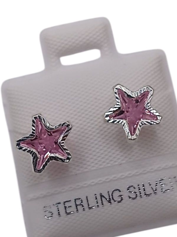BROQUEL ESTRELLA BISELADA CZ ROSA