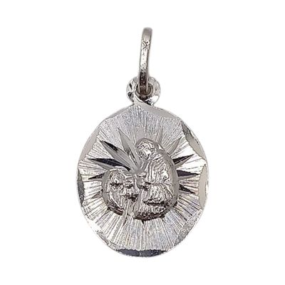 MEDALLA PRIMERA COMUNION DIAMANTADA 2 CM PLATA .925