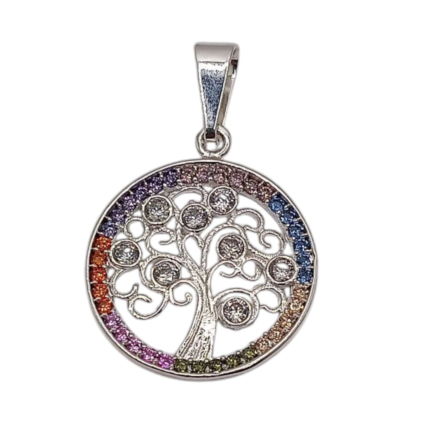 DIJE ARBOL DE LA VIDA MULTI CZ 2.2 CM PLATA .925