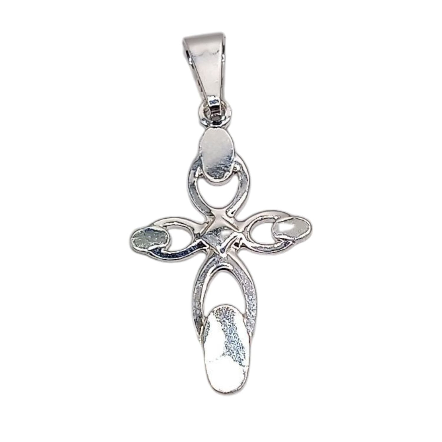 DIJE CRUZ LISA ESPEJO 2.5 CM PLATA .925