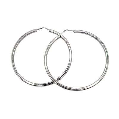 ARRACADA TUBO LISA SUPER PULIDA, 4.5 CM PLATA .925