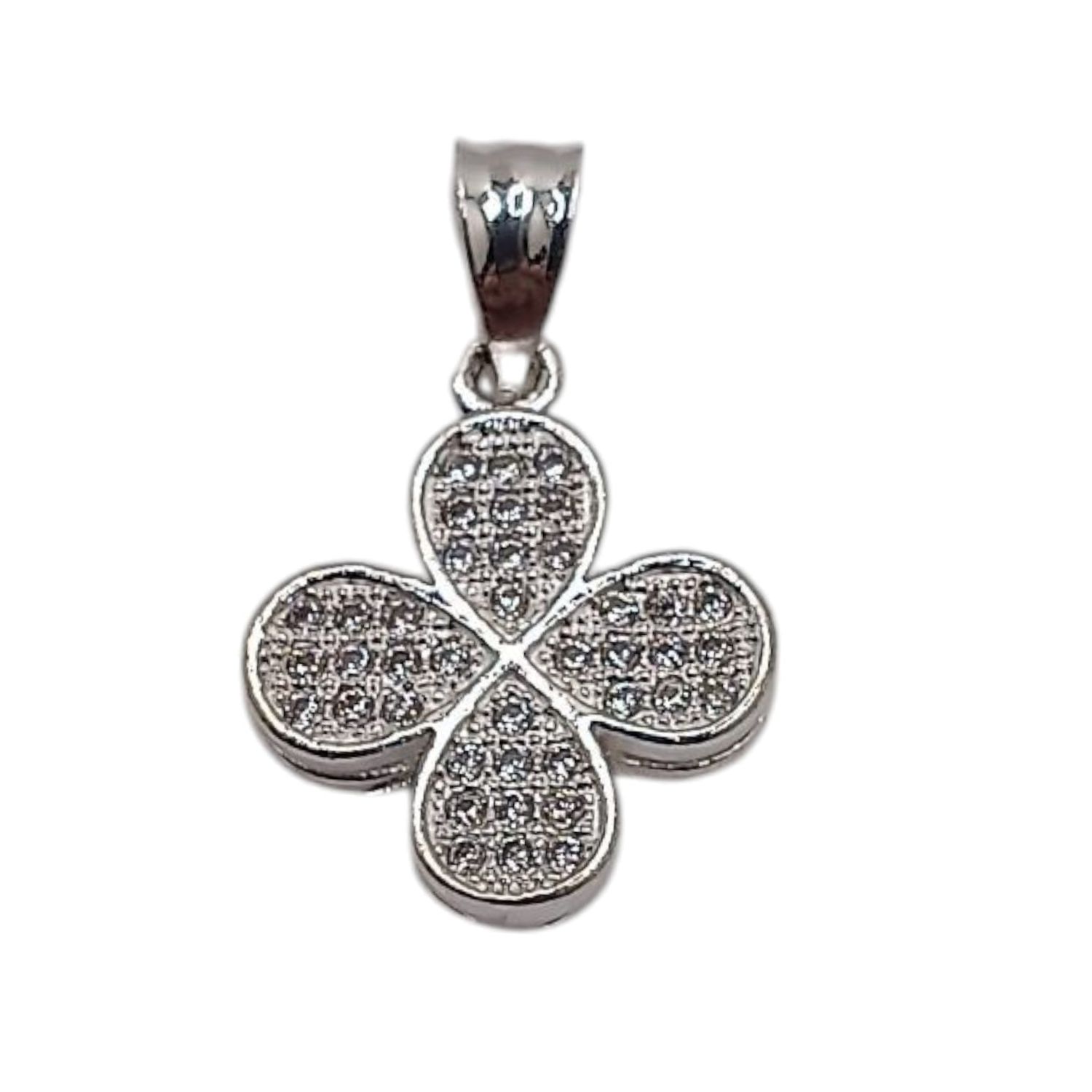 DIJE TREBOL MICROPAVE 1.5 CM PLATA .925