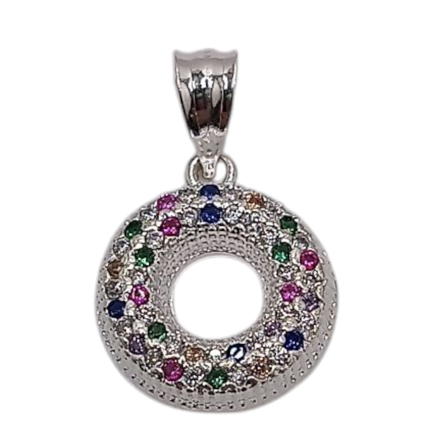DIJE DONA PAVE MULTICOLOR 1.2 CM PLATA .925