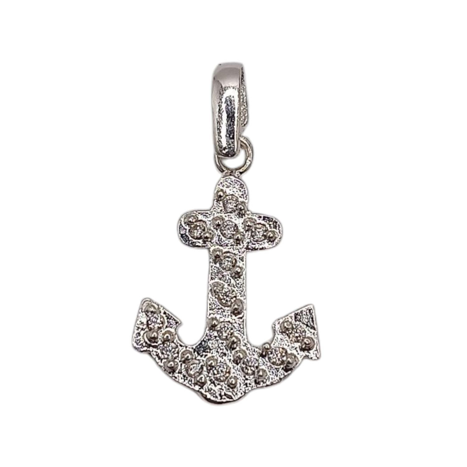 DIJE CRUZ ANCLA MICROPAVE 2.5 CM PLATA .925