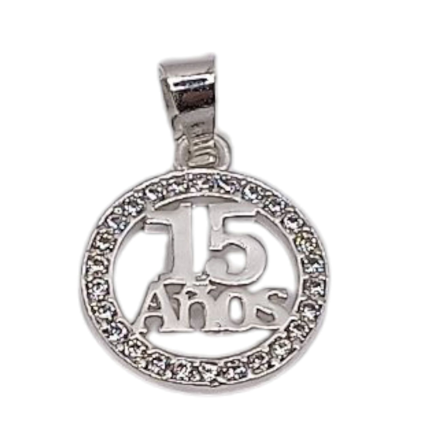 DIJE XV AÑOS CON MINI CZ  2.5 CM PLATA .925