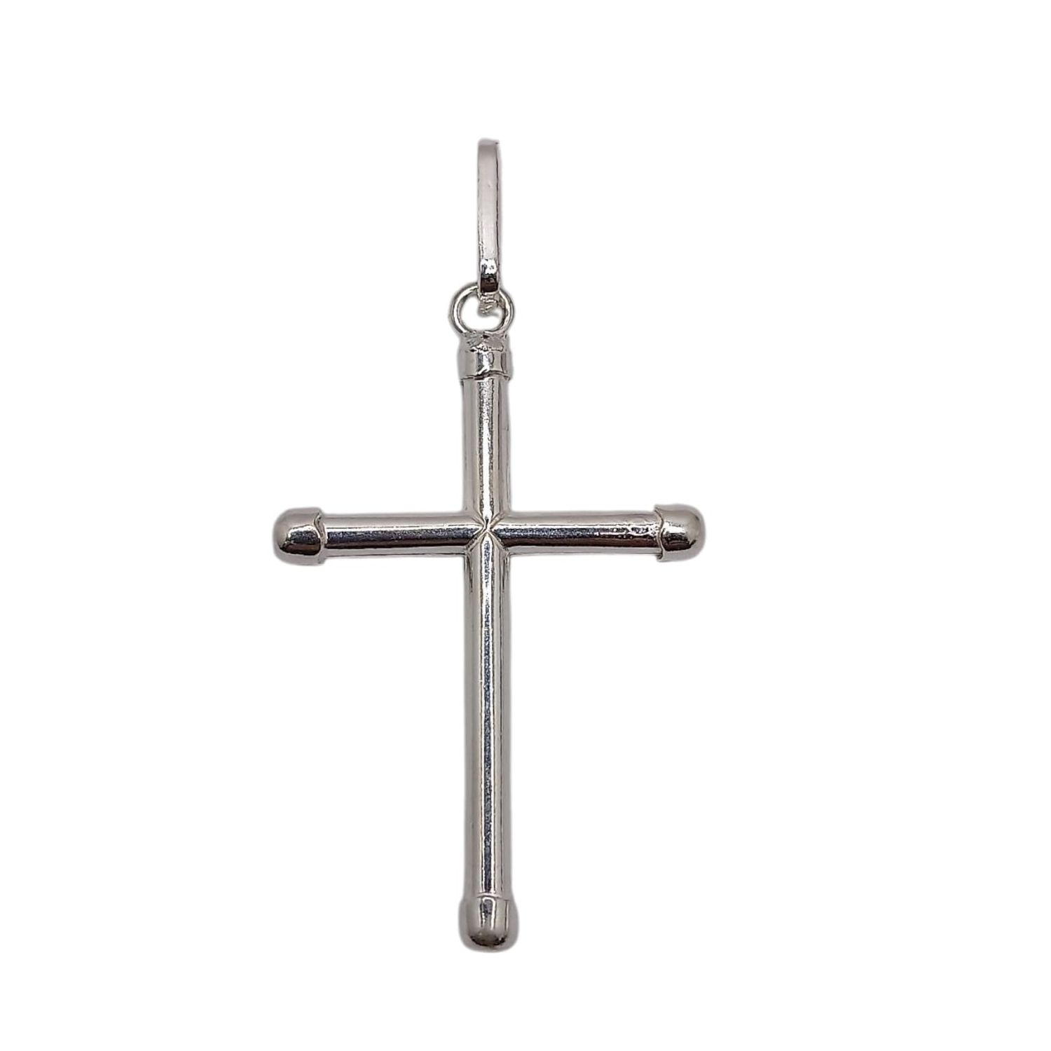DIJE CRUZ LISA LARGO TOTAL 5.5 CM PLATA .925