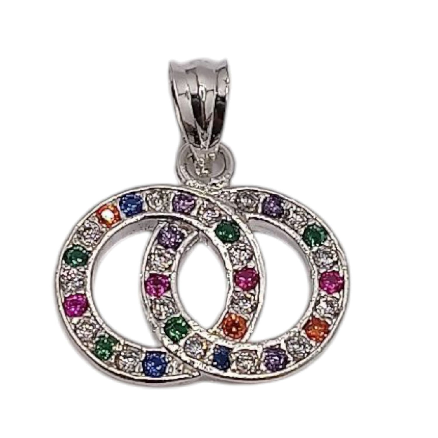 DIJE AROS MICROPAVE MULTICOLOR 1.8 CM ANCHO PLATA .925