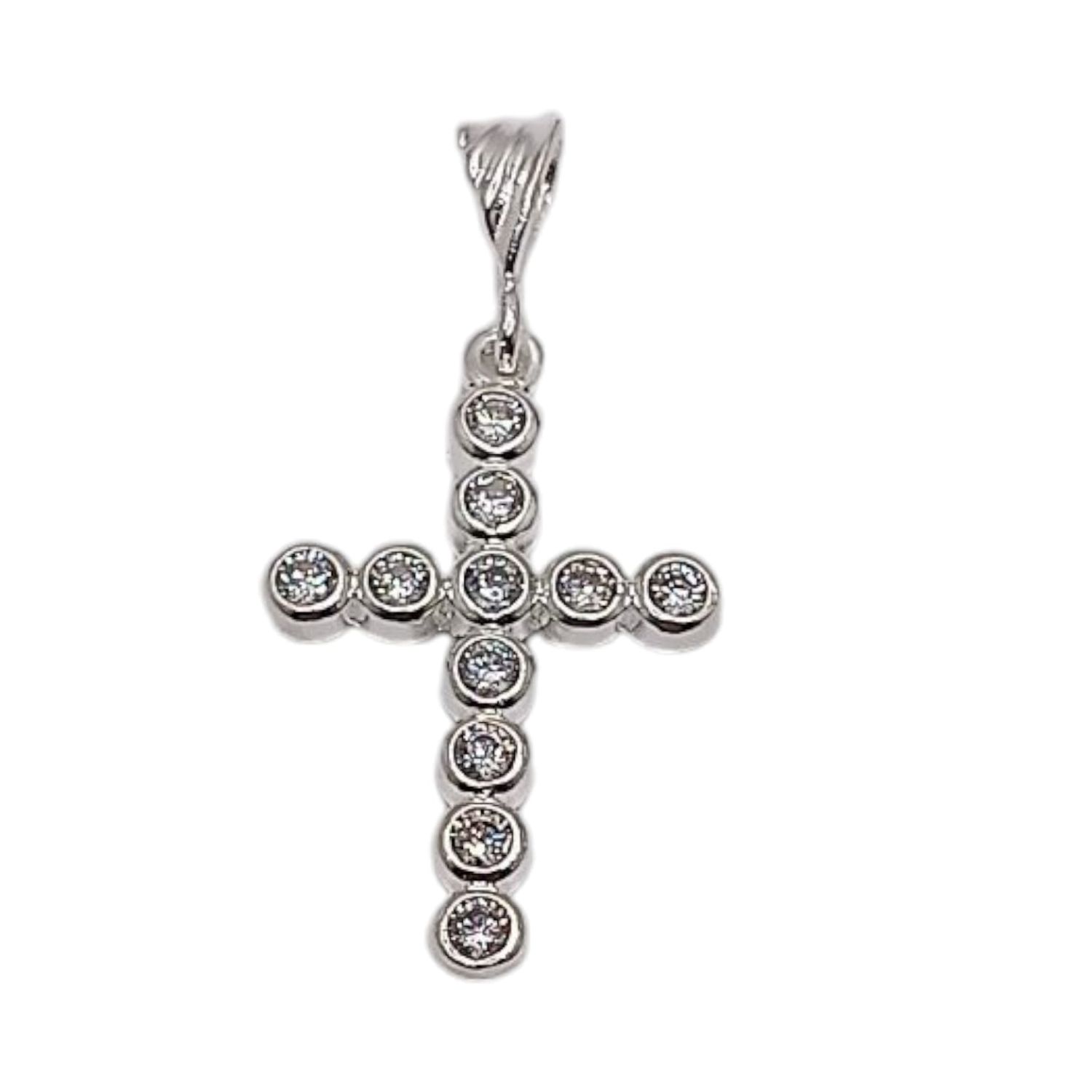 DIJE CRUZ CON CZ BISELADA, 3.8 CM ASA INCLUIDA    PLATA .925