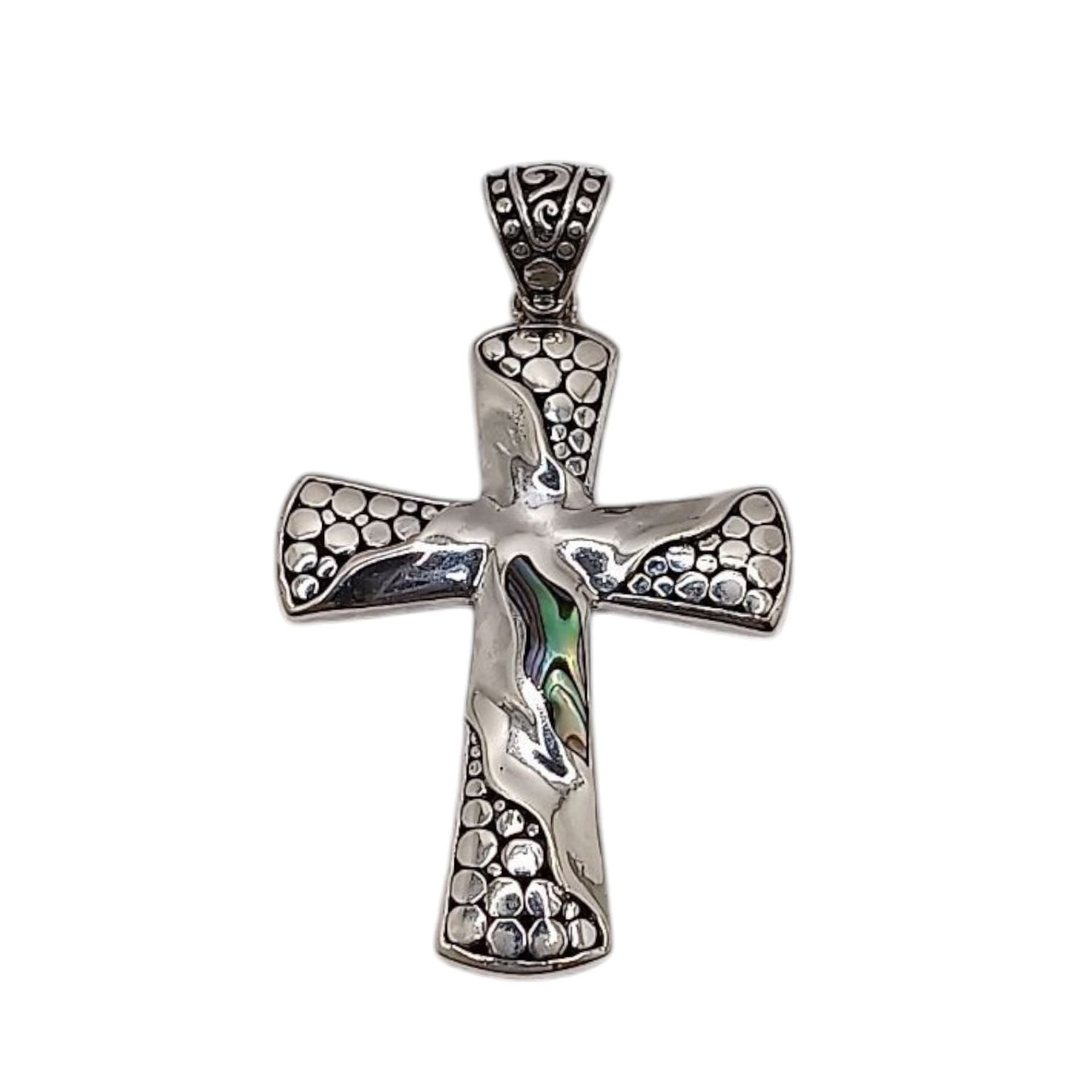 DIJE CRUZ OXY FANCY 5 CM CON ASA, PLATA .925