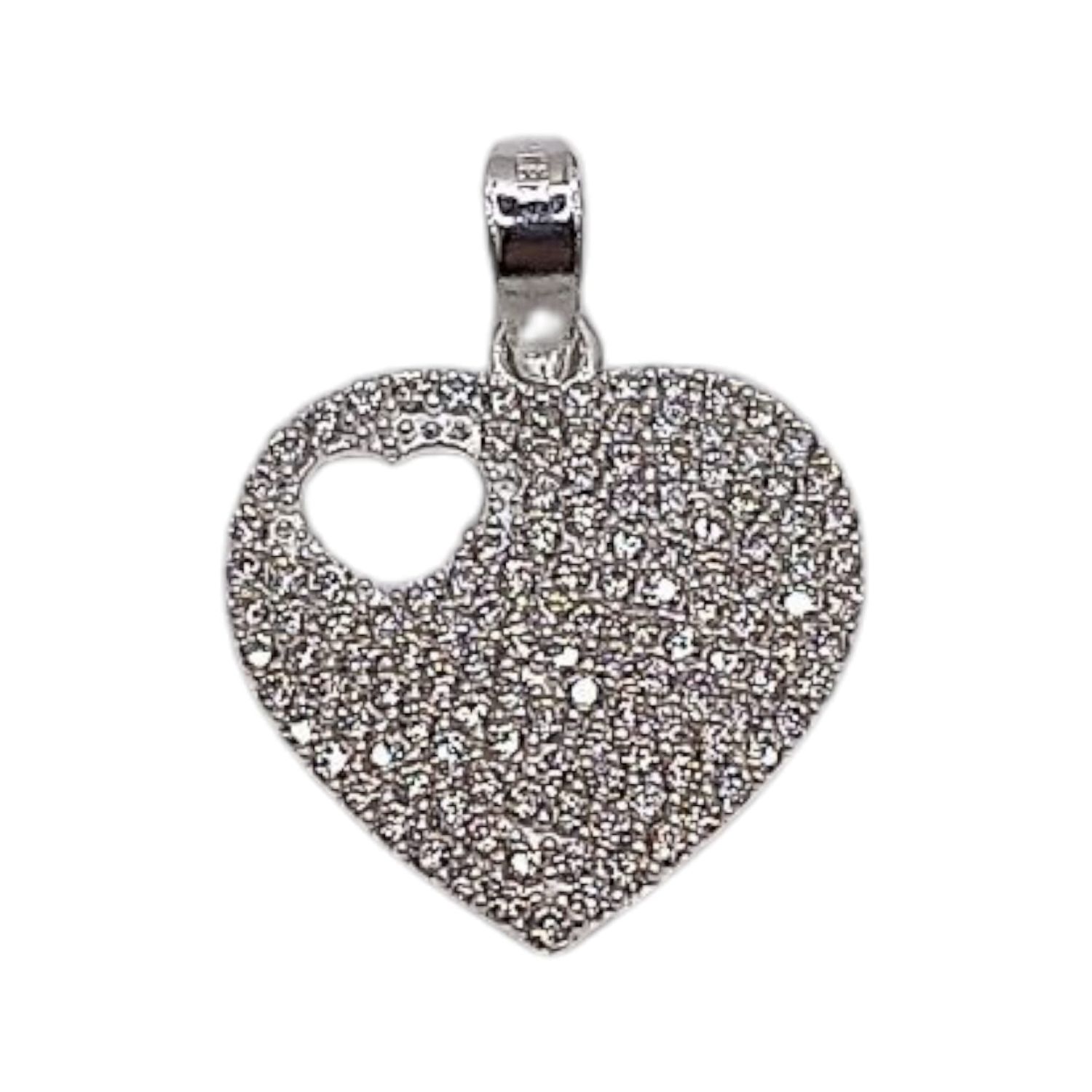DIJE CORAZON CON CZ 2 CM PLATA .925