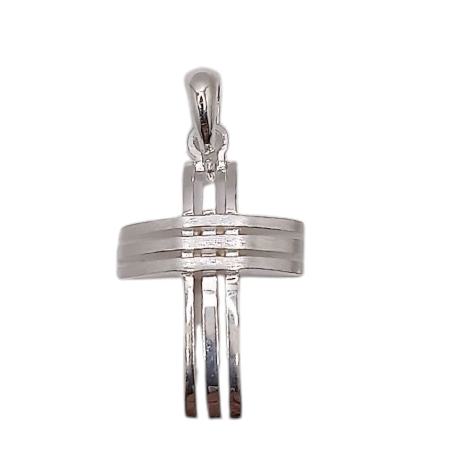 DIJE CRUZ FANCY SOLIDA EXTRA PULIDA  3.5 CM CON ASA, PLATA .925